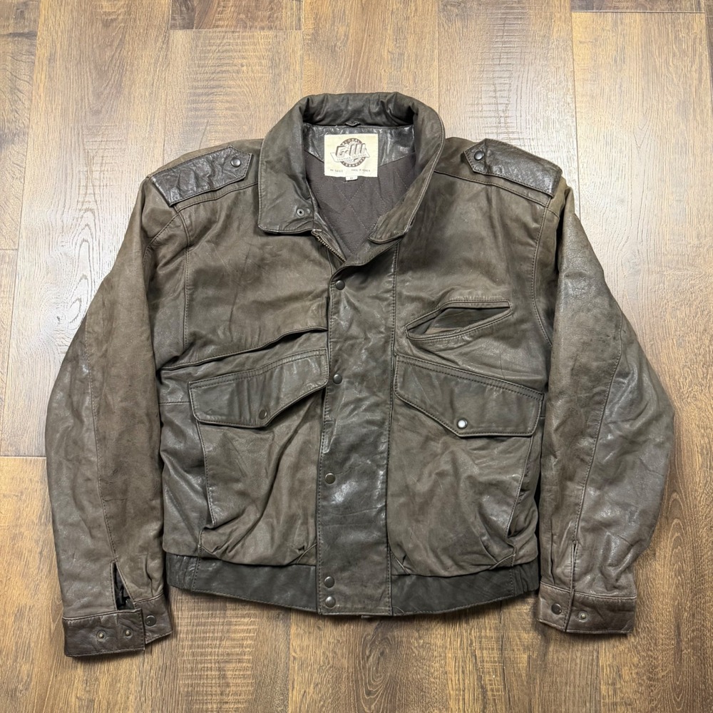 Vintage G-III Leather Fashions Distressed Brown Leather Jacket Size S